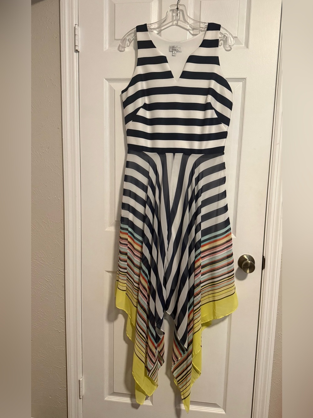 Signature by:Robbie Bee handkerchief Hem Multicolor Fit and Flare Women's Sz 12